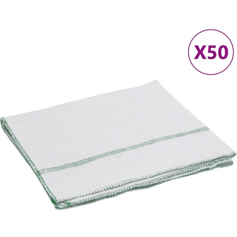 Vidaxl Serpillières 50 Pcs Blanc Avec Des Rayures Vertes 50x60 Cm