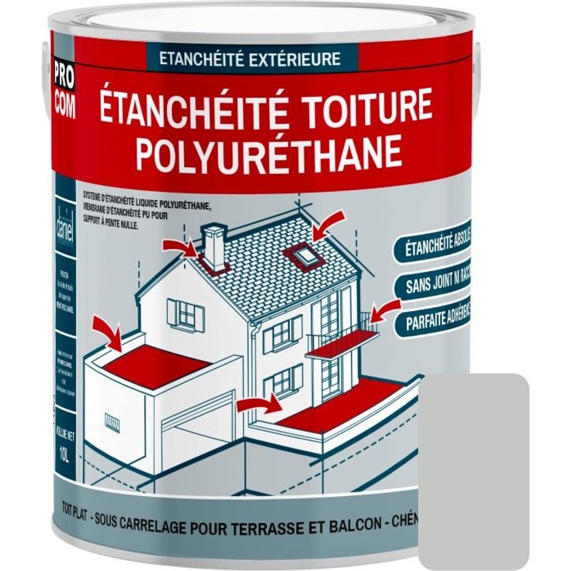 Étanchéité toiture polyuréthane - Étanchéité toit terrasse, toit plat PROCOM 3.5 Kg Gris clair (RAL 7035)