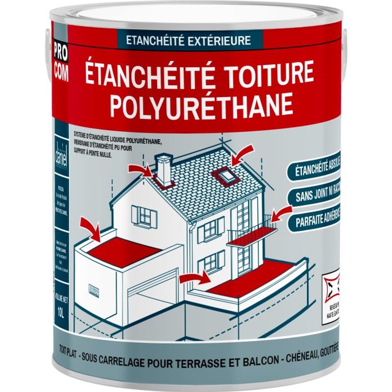 Étanchéité toiture polyuréthane - Étanchéité toit terrasse, toit plat PROCOM 3.5 Kg Blanc