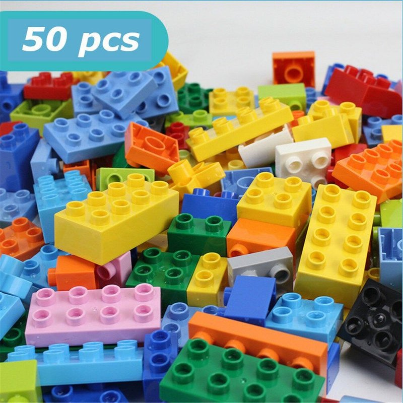 50/150/300 Pièces En Vrac Grandes Particules Bricolage Assemblage Multi-Formes Blocs De Construction Jouet Educatif Compatible Pour Les Enfants Cadeau, 50 Pcs-218g