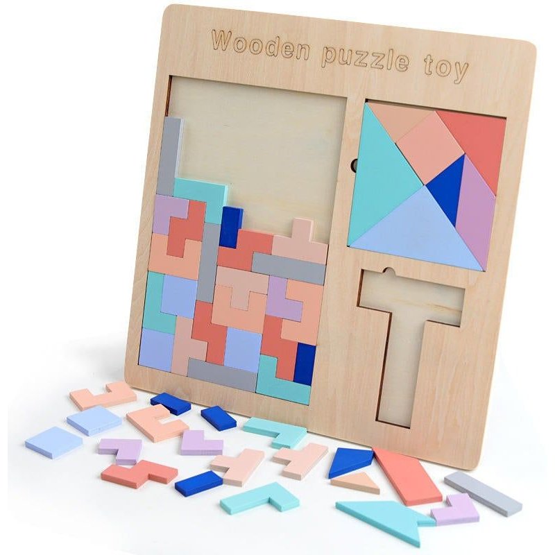 Bebe En Bois Tetris Puzzles Jouets Enfants Enfants Tout-Petits Educatifs Prescolaire Jeu Blocs Jouets