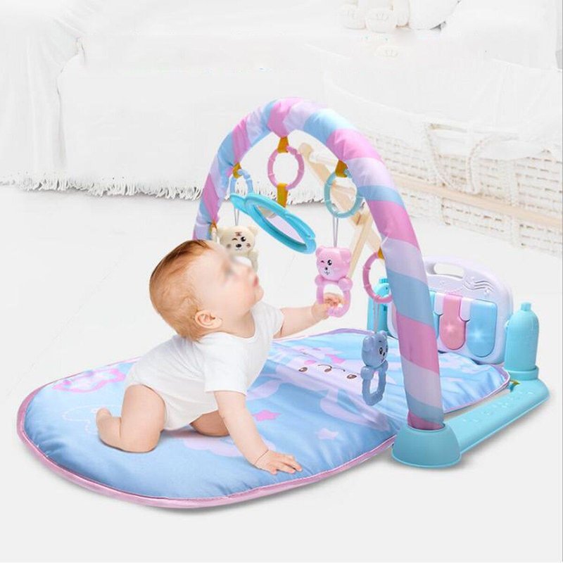 Tapis De Jeu Pour Bebe Kick Lighting Pedale Piano Clavier Musique Tapis De Jeu Exercice,Bleu