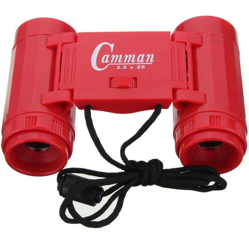 Telescope binoculaire jouet a grossissement 2,5 x 26 pour enfants + sangle de cou, rouge