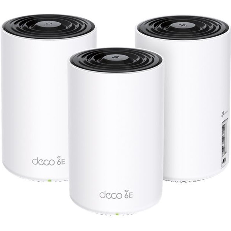 TP-Link Deco XE75 V3 - Système Wi-Fi - (3 routeurs) - jusqu'à 7200 pieds carrés - maillage 1GbE - Wi-Fi 6E - Multi-Bande
