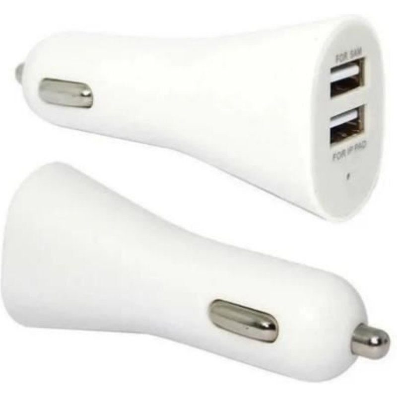 Prise Allume Cigare Double Port Usb Blanc