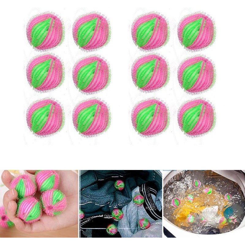 Lot De 12 Boules Adhesives Reutilisables Pour Lessive, Elimine Les Corps Etrangers Tels Que Les Cheveux Et Les Poils D'animaux