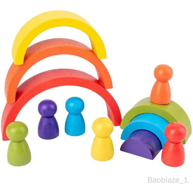 Montessori -En-Ciel Blocs De Construction Empileur Apprentissage Jouets