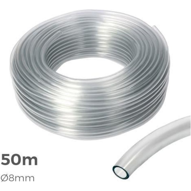 GENERIQUE - Tuyau Transparent Ø Intérieur 8mm Ø Extérieur 12mm Rouleau 50m