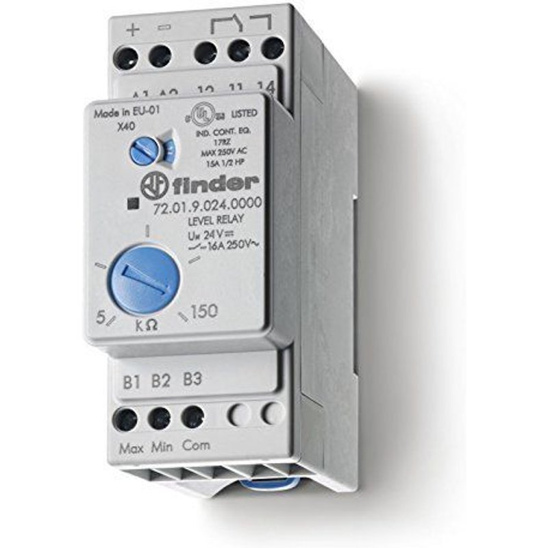 Finder 720182400000PAS Relais de contrĂ´le de niveaux pour Liquides conducteurs 1RT 16 A 230/240 Vac