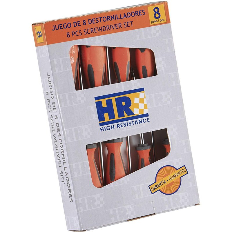Alyco 170450 ? Jeu de 8 tournevis HR High Resistance manche bimatière en boîte de carton