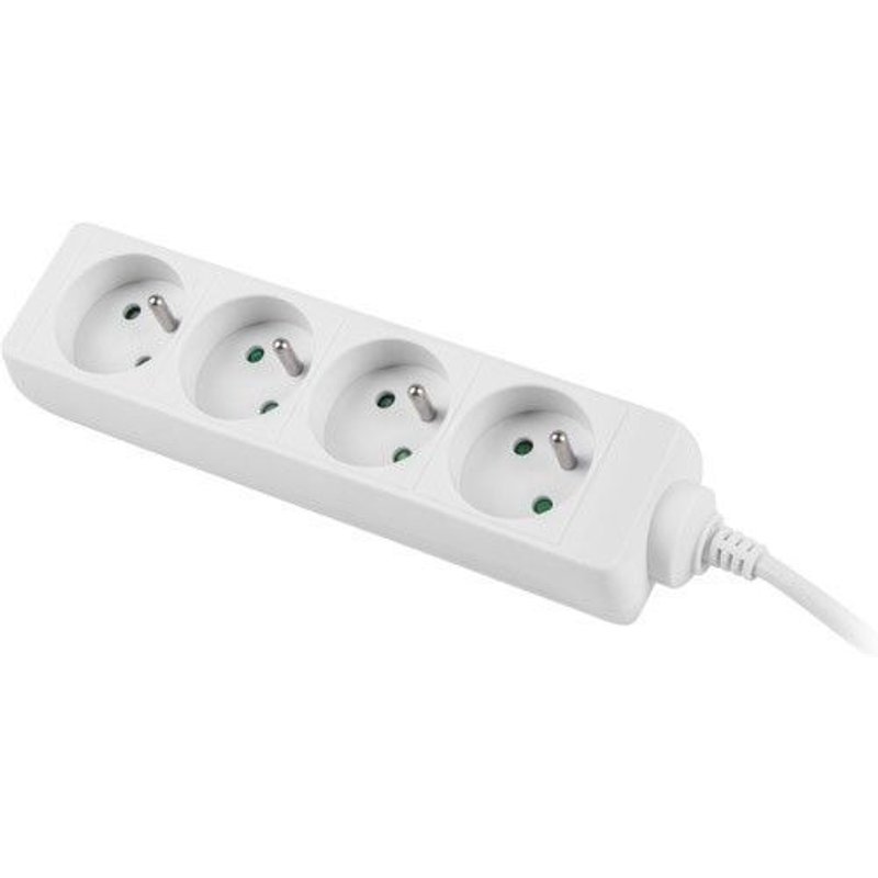 Power strip 1.5m, white, 4 sockets, cle made of solid copper