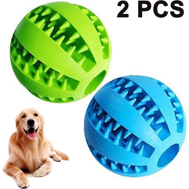 Lot De 2 Balles De Jouet Pour Chien, Balle De Jouet Non Toxique Résistante Aux Morsures Pour Chiens De Compagnie, Chiots, Chats, Nourriture Pour Animaux De Compagnie, Mangeoire À Mâcher, Balle De Nettoyage Des Dents, Jeu D'exercice