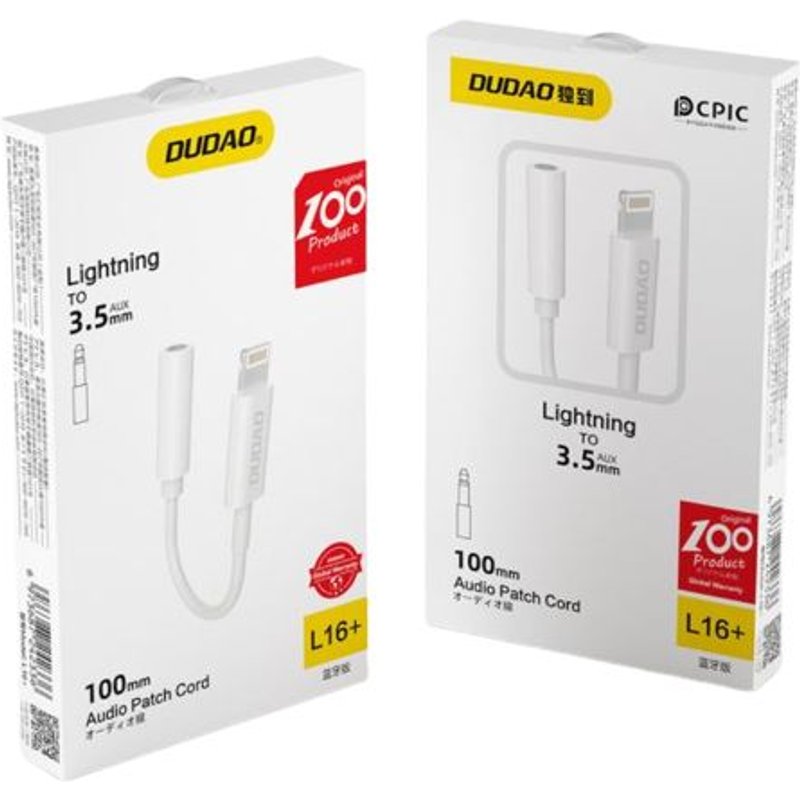Adaptateur Audio Lightning vers Jack 3.5mm Dudao Blanc (L16Plus)