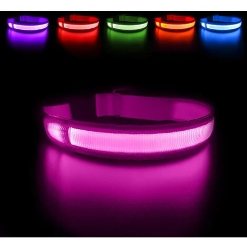 Collier Lumineux Chien Rechargeable Et Etanche, Collier Led Chien De Sécurité Avec Ceinture Réglable Pour Petits/Moyens/Gros Chiens(Rose, M)