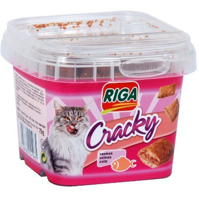 Riga - Miouly Crock Saumon - Friandise Pour Chat Croustillante - Riche En Vitamines - Idéal Pour Un Poil Brillant - Paquet De 75g