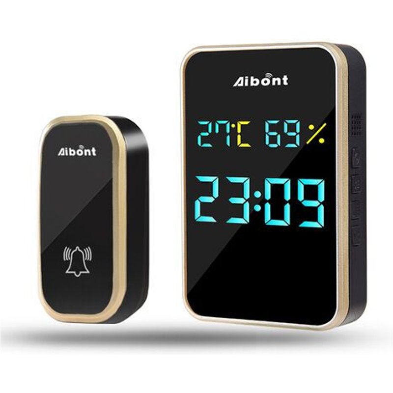 Sonnette sans fil pour l'extérieur, étanche et sans pile, affichant la température, l'humidité et l'heure, sonnerie sans fil avec 38 mélodies et 4 niveaux de volume.-BDD