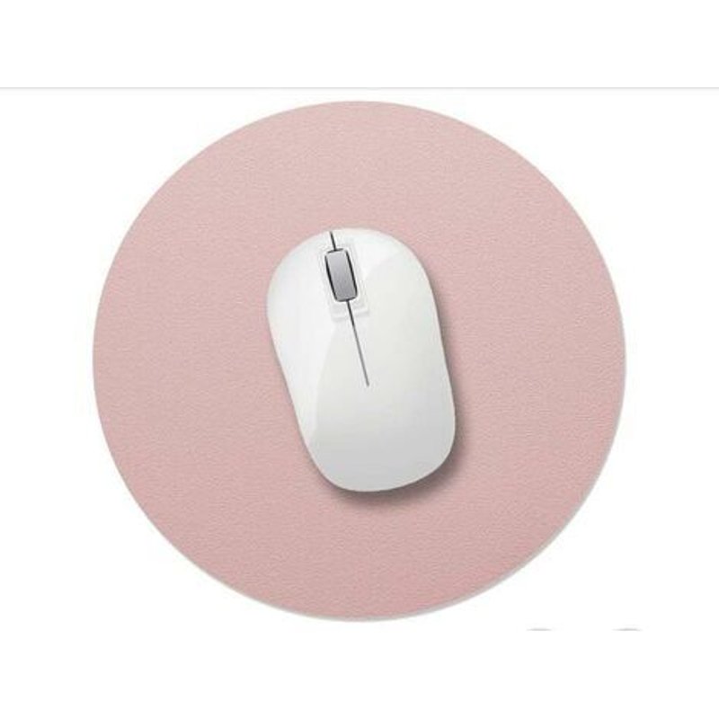 Tapis de souris rond 220x220x2mm, tapis de bureau en cuir PU imperméable antidérapant pour clavier d'ordinateur jeu double face, rose nude-BDD