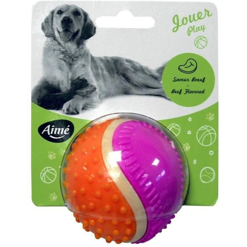 Aimé - Balle Pour Chien 5 En 1 Saveur B Uf - Jouet Interactif Chien Pour Développer Et Stimuler Les 5 Sens - Jouet Chien Éducatif Et Résistant Toutes Races Et Tous Âges - Balle 6 Cm