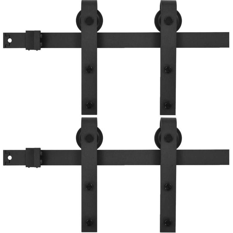 vidaXL Kits de fixation pour porte coulissante 2 pcs 200 cm Acier Noir