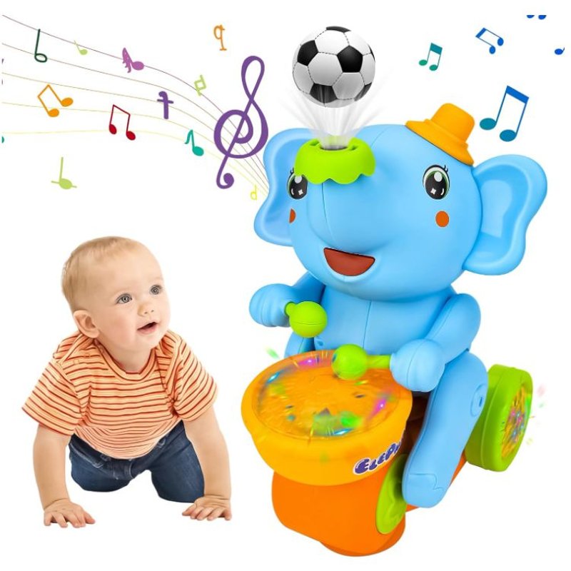 Éléphant Mignon Balle Électrique Battant Voiture, Éléphant Jouet Marche avec lumières et Sons à LED, pour Enfants Garçons Et Filles Cadeaux d'anniversaire Jouet Éducatif Précoce Jouet (A)