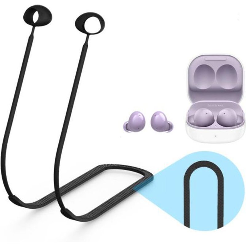 ¿Noir¿Cordon De Suspension Pour Cou , Oreillette Bluetooth En Silicone Anti-Perte , Lanière Pour Sangsung Glaxy Buds 2