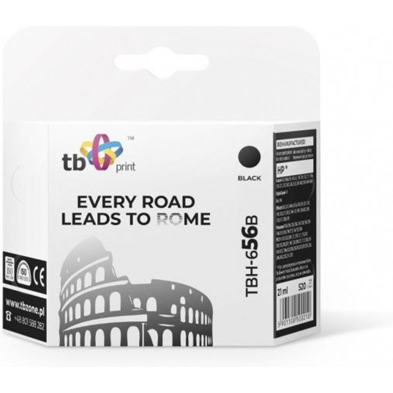 Ink TBH-656B (HP No. 56 - C6656A) Black remanufactured