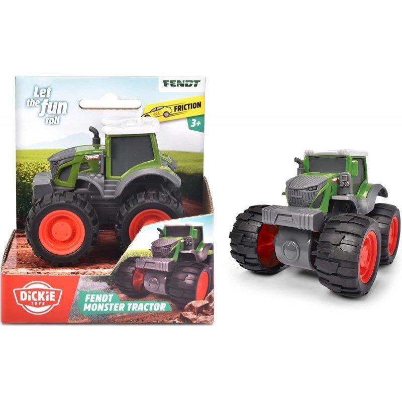 Dickie Toys - Tracteur Jouet Fendt Monster Truck 9cm Tracteur Enfant Avec Moteur Friction Quatre Roues Motrices Et Pneus Xxl Pour Enfants Partir De 3 Ans 203731000 Bicolore