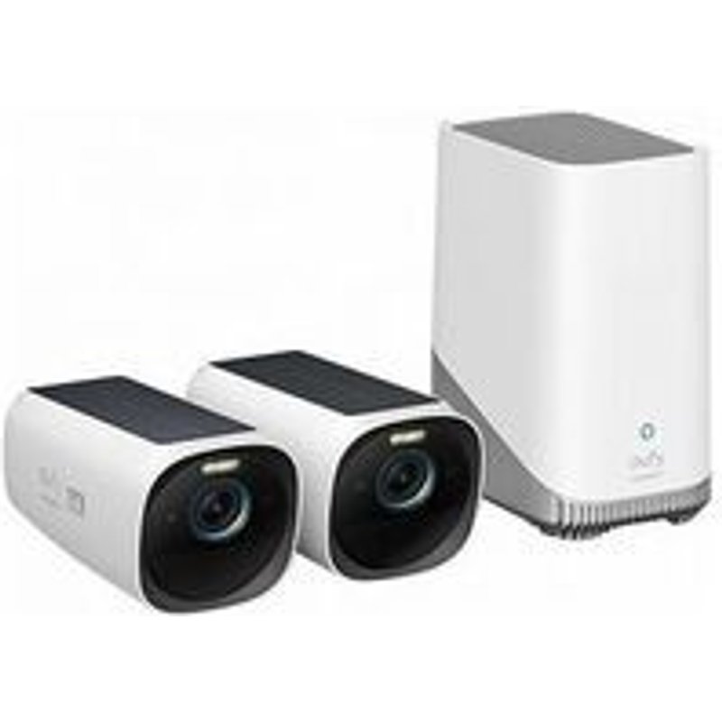 Caméra de sécurité EufyCam S330(eufyCam 3) Panneau Solaire Intégré, WiFi Extérieure sans Fil, Résolution 4K, Panneau Solaire Intégré, Vision Nocturne Couleur, Pas de Frais Mensuels, Nécessite HomeBase 3, Kit 2+1,IP67