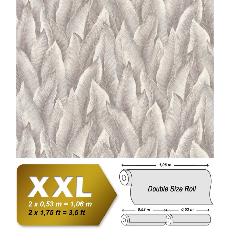 Papier peint gaufré EDEM 420ST24 papier peint intissé gaufré à chaud légèrement texturé avec un dessin nature scintillant gris gris-beige argent blanc crème 10,65 m2