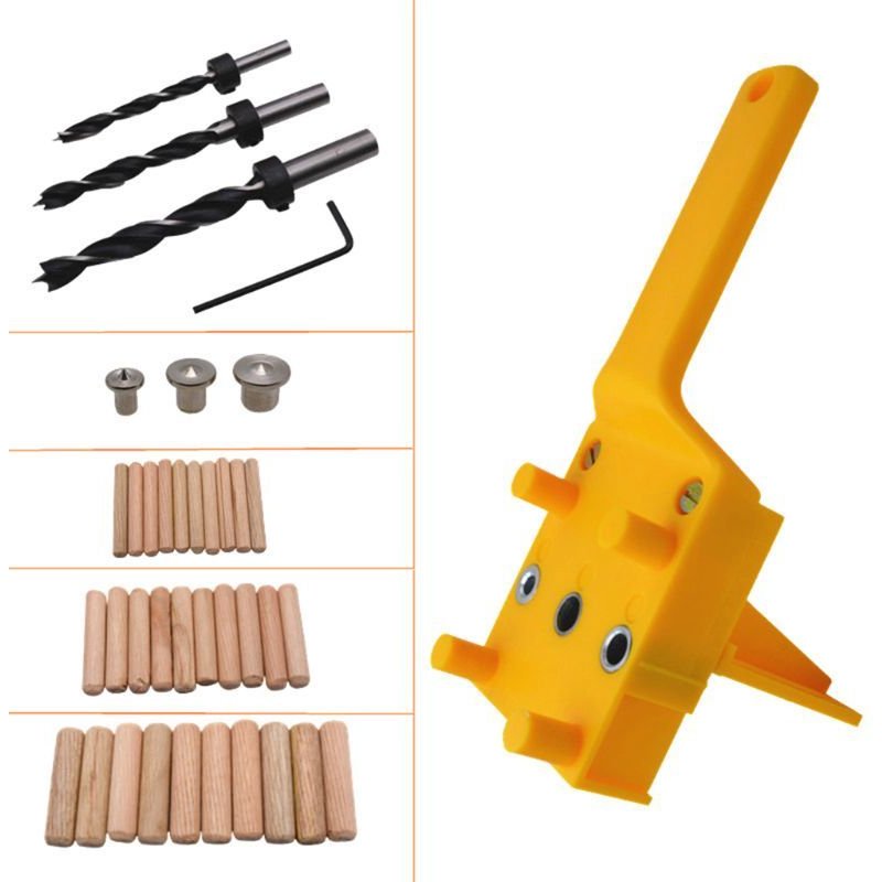 Guide de gabarit de chevilles pour le travail du bois, pour mèches de 6/8/10mm, perçage du bois, trou droit, gabarit de chevilles avec manchon en métal, 41 pièces/ensemble