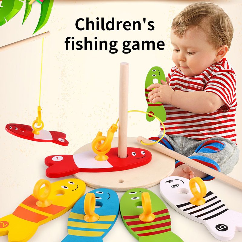 Jeu de pêche Montessori en bois pour enfants, jeu éducatif en forme de colonne imbriquée, jeu de société occupé, nid de poisson numérique