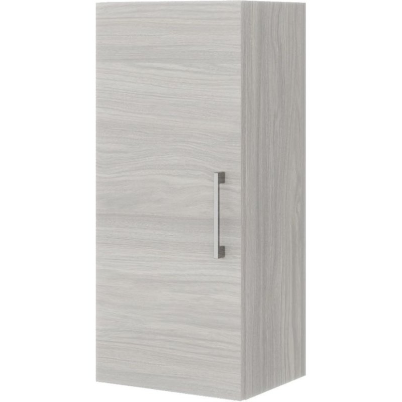 Meuble Haut De Salle De Bain ChĂȘne Gris Effet Bois 1 Porte RĂ©versible Rimini