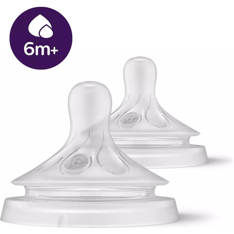 Lot De 2 Tétines Natural 3.0 6 Mois+ Débit Liquides Épaissis - Philips Avent