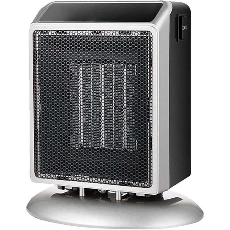 Chauffage électrique 900W 2 Vitesses Chauffage Personnel Ventilateur à Air Chaud pour Bureau à Domicile, Prise UE, Argent