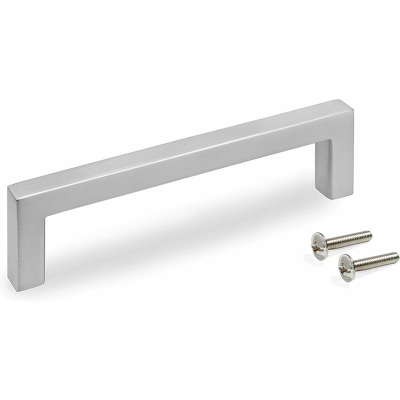 Emuca Poignée pour meuble Habana, L 136 mm, entraxe 128 mm, Zamak, Nickel satiné, 1 lot de 10 unités