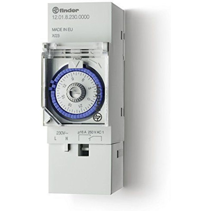 Finder 120182300000PAS Interrupteur horaire 24 h mécanique avec Inverseur 16 A 230 V