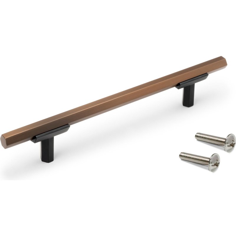 Emuca Poignée pour meuble Riad, L 168 mm, entraxe 128 mm, Bronze, Aluminium, 1 lot de 20 unités