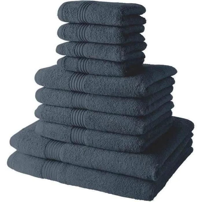 Lot De 10 Serviettes De Bain Today Comprenant 4 Serviettes 30x50 + 4 Serveites 50x90 + 2 Draps De Bain 70x130 Cm 100% Coton - Denim