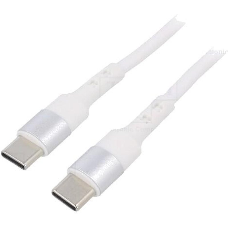 Cable USB 2.0 USB C prise male des deux cotes 1m - Blanc