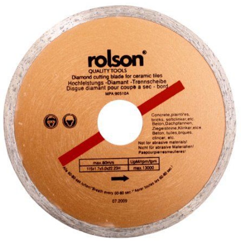 Rolson24864 Disque à tronçonner pour carrelages en céramique 115mm