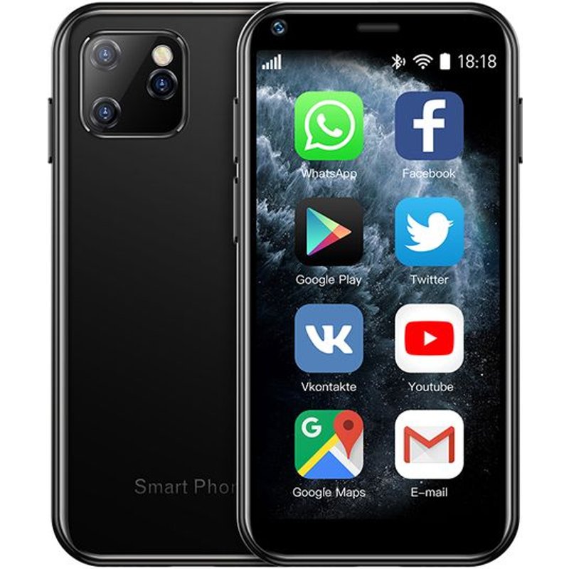 Soyes-teléfono inteligente XS11 Mini, Android 6,0, con cristal 3D, Delgado, bonito, Google Play Store, cámara HD, Sim Dual, Quad Core couleur:Noir, mesures:CHINA