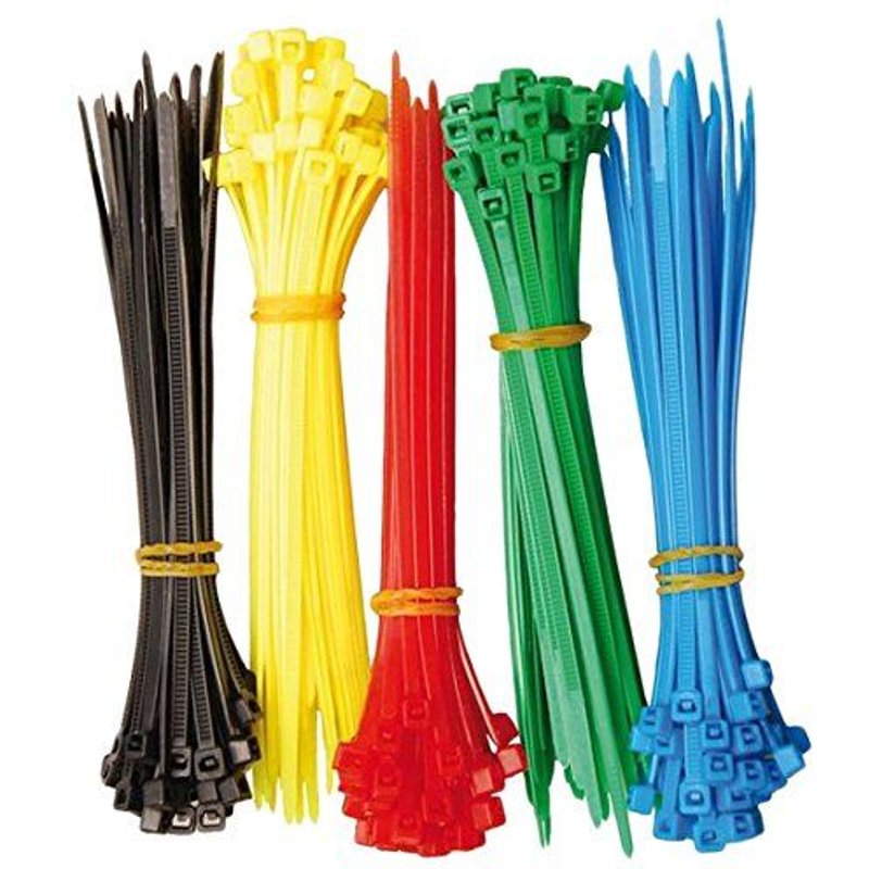 Kraftmann 80875 Assortiment de serre-câbles 2,4 x 100 mm 5 couleurs Lot de 200 pièces