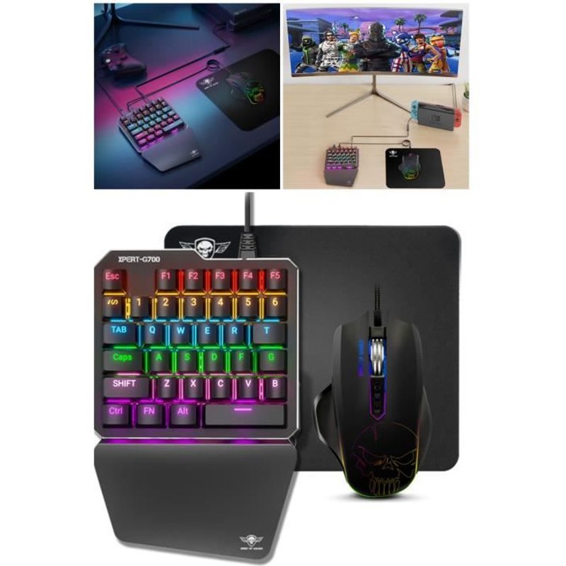 PACK GAMER 3 EN 1 G700 RGB PS4 SWITCH XBOX PC Clavier + Souris 3200DPI + Tapis pour console GAMEBOARD