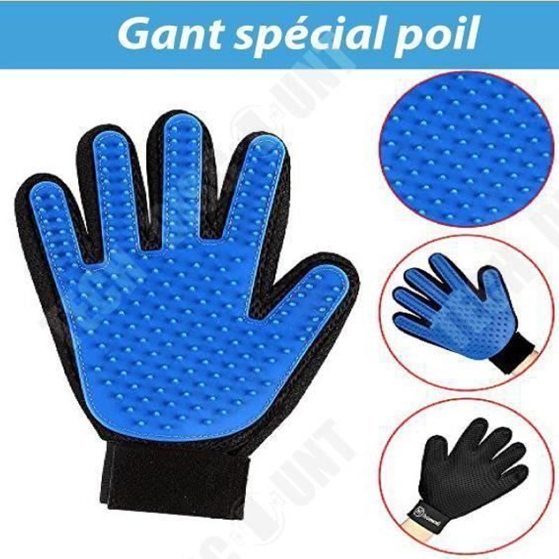 Td® Gant De Chien Et Chat De Toilettage Facile Brosse Masser Doucement Idéal Pour Poils Longs Et Courts Utilisation Facile Bleu Noir