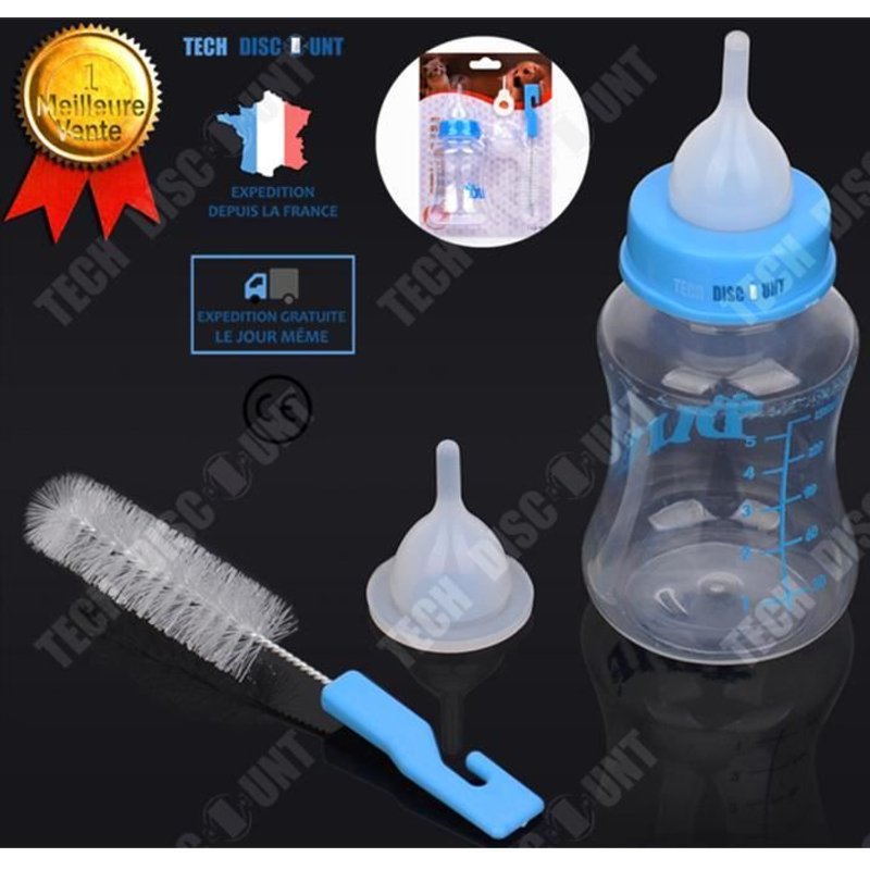 Td® Biberon Animaux Chien Eau Lapin Chaton Hamster Chiot Cochon D'inde Tétine Bouteille Voyage Portable Compagnie Domestique Brosse