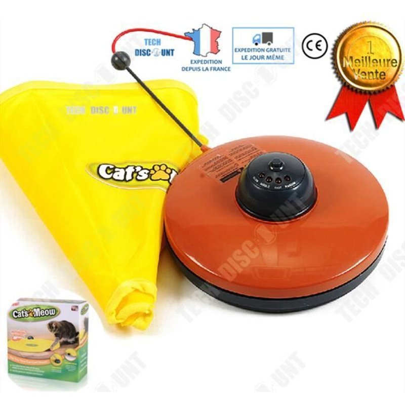 Td® Jouet Chat Tournant Électrique Animaux De Compagnie Chien Interactif Rotatif Drôle Intelligent Couleur Jaune Souris Vitesse
