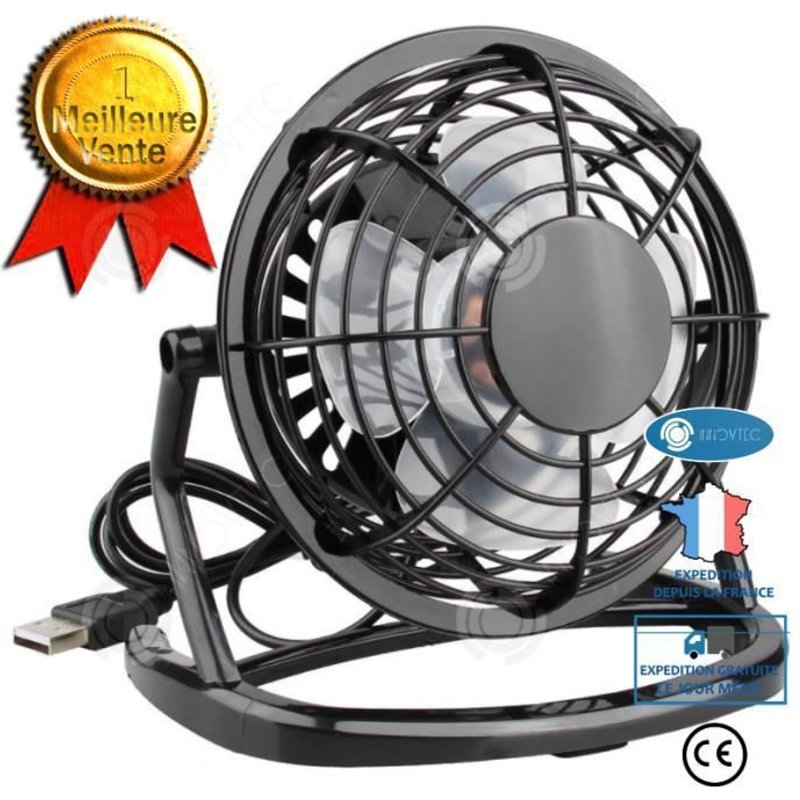 INN® Mini ventilateur USB noir métal