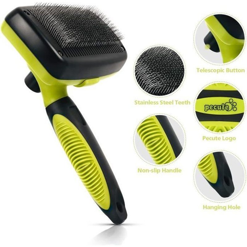 Brosse Chien Et Chat, Brosse Peigne De Toilettage Rétractable Pour Les Animaux, Enlèvement Efficace Autonettoyante Jusqu'à 95%