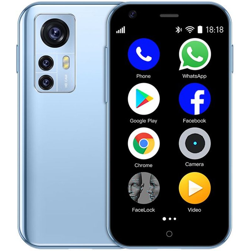 SOYES-Mini teléfono inteligente D18, pantalla de 2,5 pulgadas, Android, cámara trasera de 2MP, ranura para tarjeta SIM Dual, TF, 1000mAh, red 3G, pequeño couleur:Bundle (Pack) 1, mesures:Sky Blue