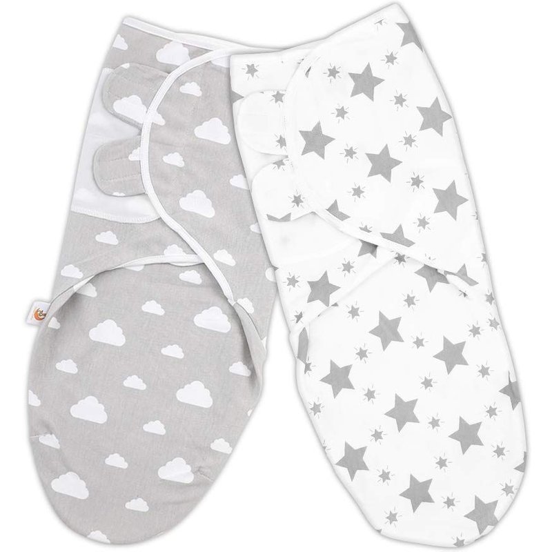 Lange Bébé - 2 Pack Langes Bébé Pour Nouveau-Nés, Couverture Bébé 0-3 Mois Emmaillotage Bébé, Coton Bio Avec Velcro Unisexe